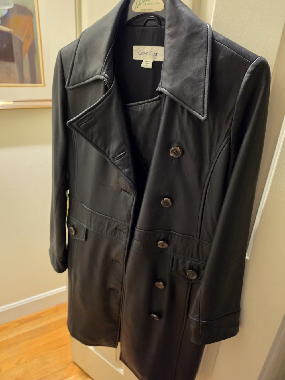 Calvin Klein Women's Black Leather Trench Coat